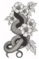 snake wrapping itself around a flower intertwined tattoo design idea