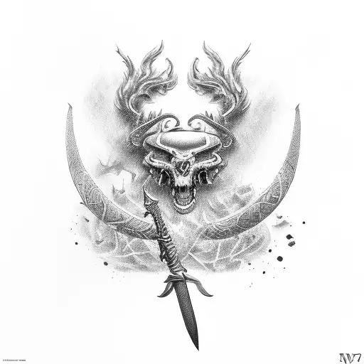 German Sword with rosemary tattoo design idea