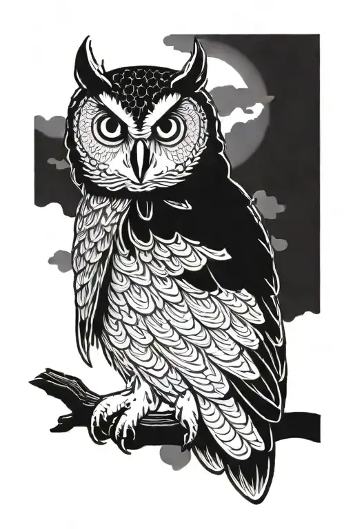 owl sitting tattoo design idea