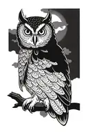 owl sitting tattoo design idea