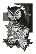 owl sitting tattoo design idea