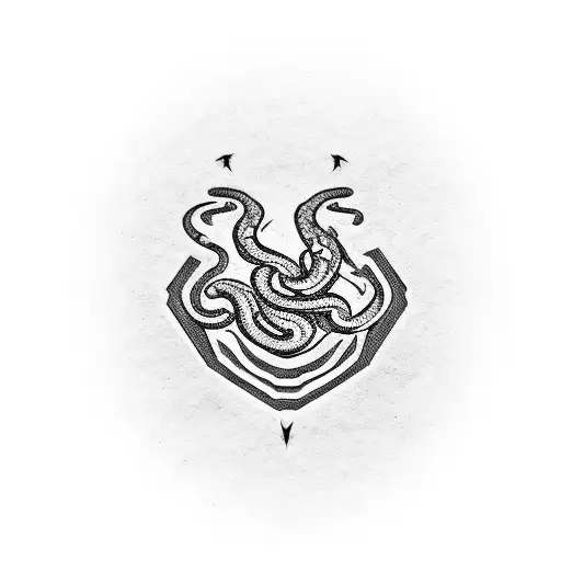 Craft a blackwork tattoo depicting a snake slithering through a military dog tag tattoo design idea