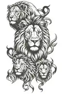 lion family with number 4 elements tattoo design idea