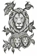 lion family with number 4 elements tattoo design idea