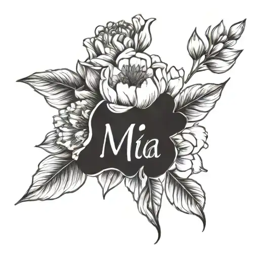 A unique design combining April birth flowers and Mia's name in a creative way tattoo design idea