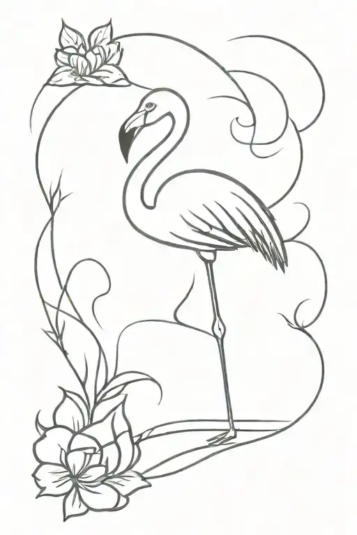 flamingo cat tattoo design idea