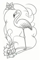 flamingo cat tattoo design idea