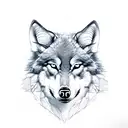 A realistic sketch of a wolf's face with intense eyes tattoo design idea