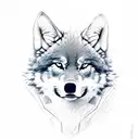 A realistic sketch of a wolf's face with intense eyes tattoo design idea