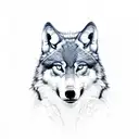 A realistic sketch of a wolf's face with intense eyes tattoo design idea