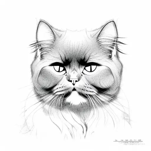 black persian cat tattoo design idea