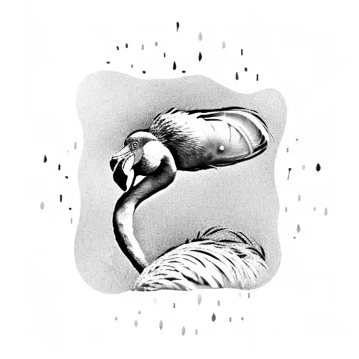 pink flamingo blowing bubbles holding a lacrosse stick tattoo design idea