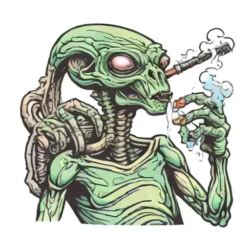 alien smoking meth pipe  tattoo design idea