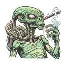alien smoking meth pipe  tattoo design idea