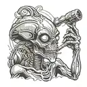 alien smoking meth pipe  tattoo design idea