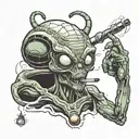 alien smoking meth pipe  tattoo design idea