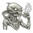 alien smoking meth pipe  tattoo design idea