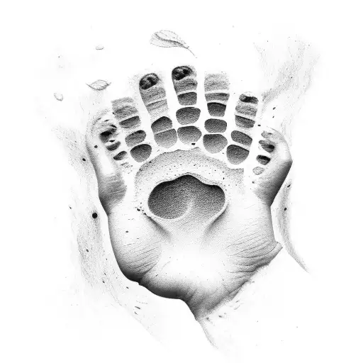 dog paw, childs hand print, romon colosseum tattoo design idea