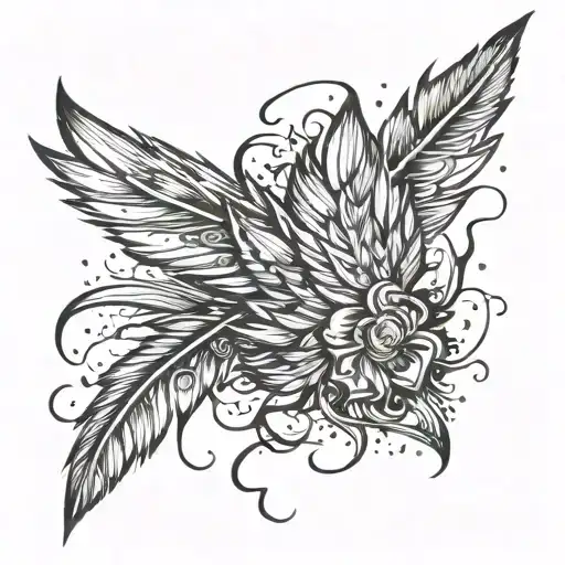 feathers falling tattoo design idea