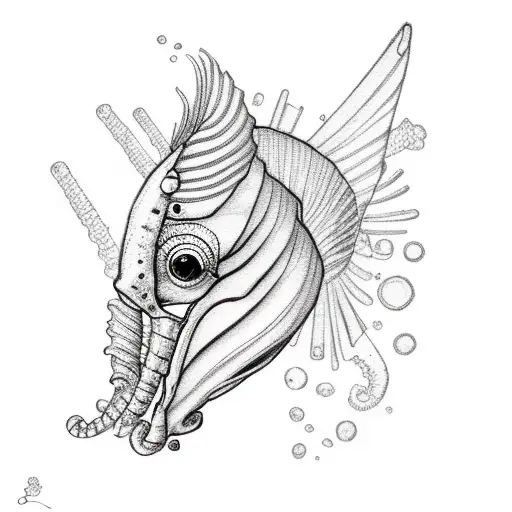 sea horse with swallow tattoo design idea