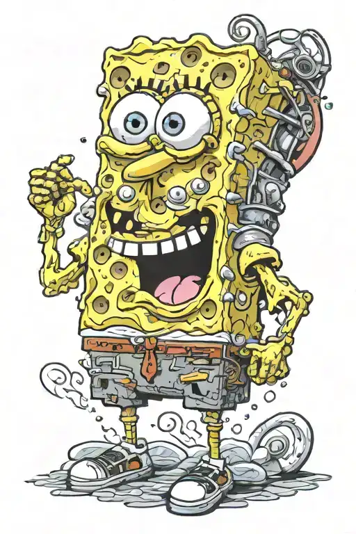 cursed spongebob tattoo design idea