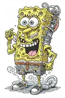 cursed spongebob tattoo design idea