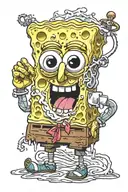 cursed spongebob tattoo design idea