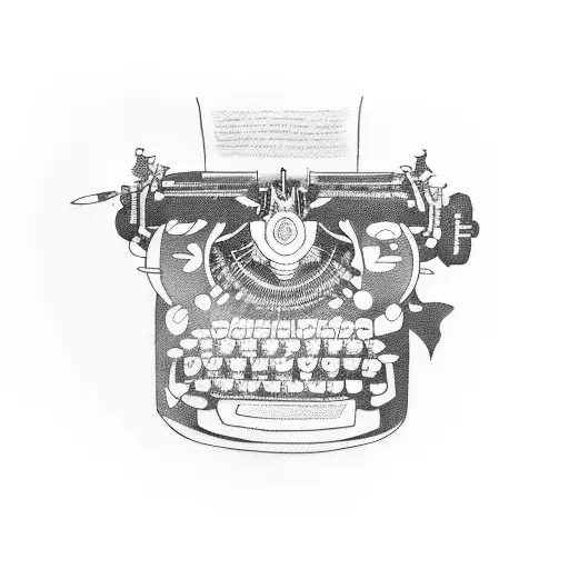 neotraditional typewriter tattoo design idea