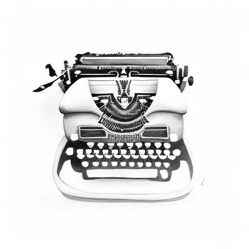 half typewriter tattoo design idea