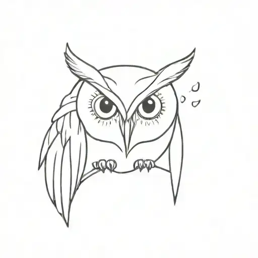 White owl tear drop Kiss  tattoo design idea