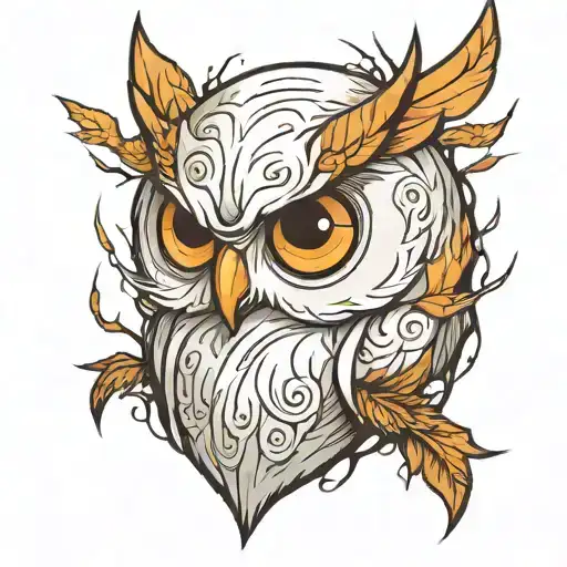 White owl tear drop tattoo design idea