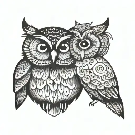 cute owl tattoo design idea