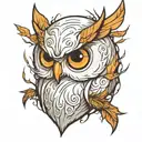 White owl tear drop tattoo design idea