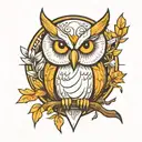 White owl tear drop tattoo design idea