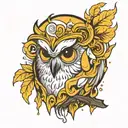 White owl tear drop tattoo design idea