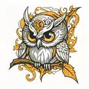 White owl tear drop tattoo design idea