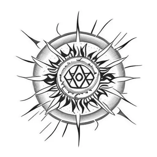 arizona cactus with sun tattoo design idea