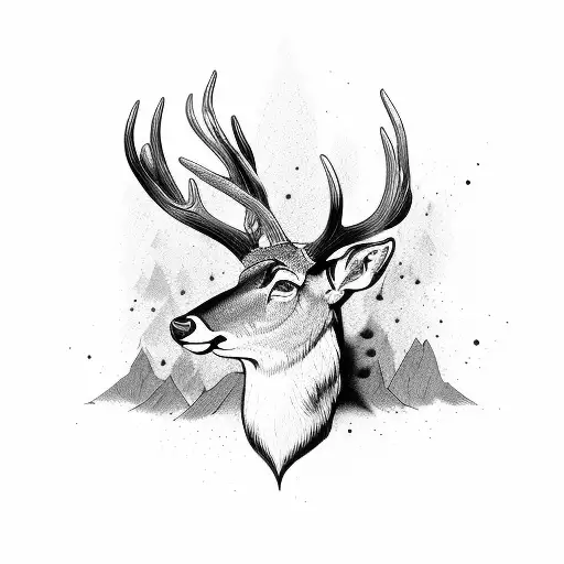 deer head tattoo design idea