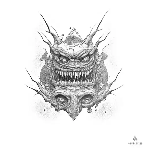 monster coming out of skin tattoo design idea