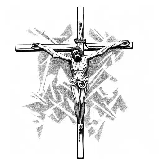  Crucifix with the word "sacrifice tattoo design idea