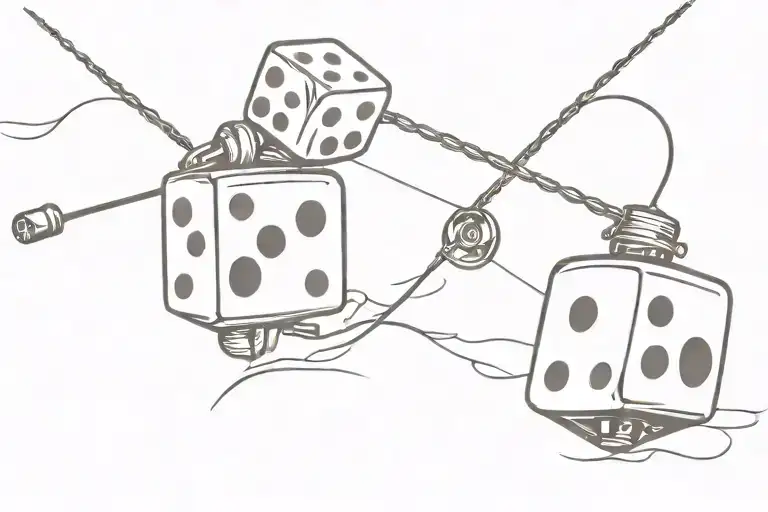 dice and fishing rod tattoo design idea
