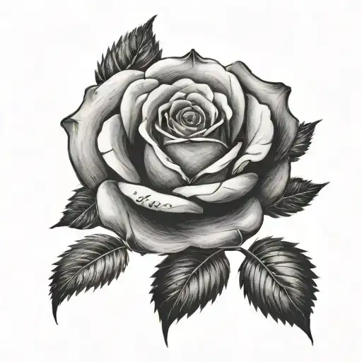 rose with fingerprint in the middle and dad on the stem in cursive tattoo design idea