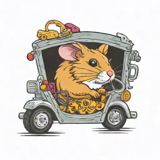 hamster driving 2003 chevy impala tattoo design idea