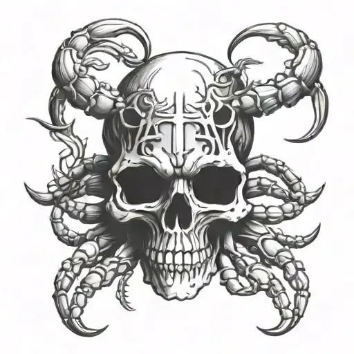 skull and crab zodiac cancer tattoo design idea