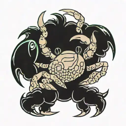 cancer crab and claverq tattoo design idea