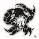 cancer crab and claverq tattoo design idea