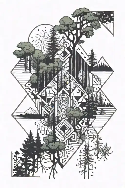 Forest and graphics location tattoo design idea