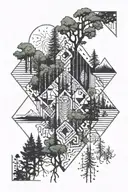 Forest and graphics location tattoo design idea