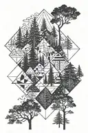 Forest and graphics location tattoo design idea