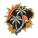 palm tree with filipino sun tattoo design idea